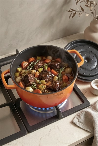 Perotti Chef Cast Orange İndüksiyon Tabanlı 7 Parça Döküm Tencere Seti