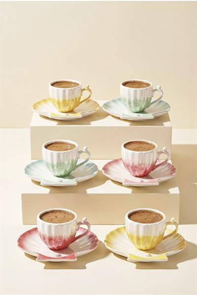 Pearl Color 6 Kişilik Porselen Fincan Takımı