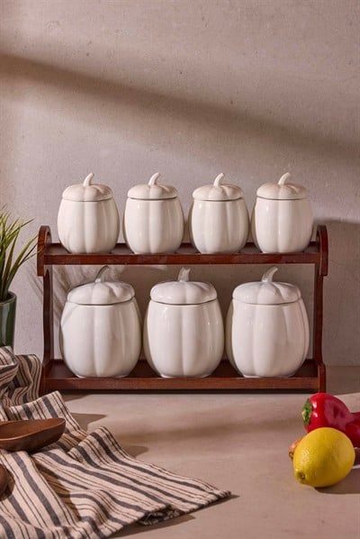 Perotti Pumpkin 7li Tepsili Çok Amaçlı Baharatlık Seti