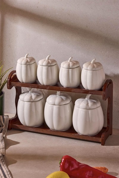 Perotti Pumpkin 7li Tepsili Çok Amaçlı Baharatlık Seti