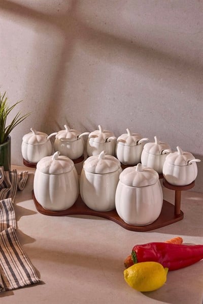 Perotti Pumpkin Porselen 9lu Baharatlık Seti