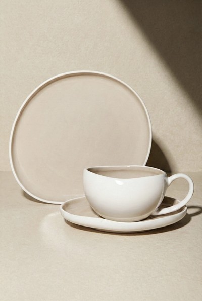 Perotti Roma Beige 18 Parça Porselen Pasta ve Çay İkram Seti