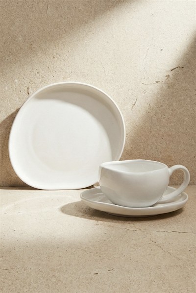 Perotti Roma Beige 18 Parça Porselen Pasta ve Çay İkram Seti