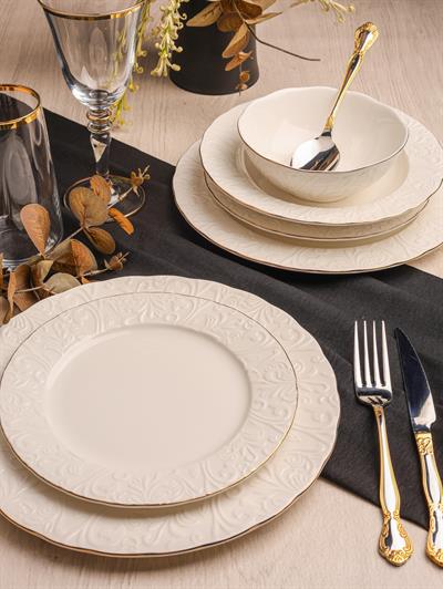 Royal Charme Daisy Gold Yaldızlı 24 Parça Porselen Yemek Takımı