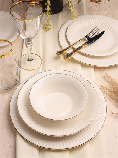 Royal Charme Gloria Goldyaldızlı 24 Parça Porselen Yemek Takımı