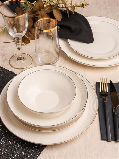 Royal Charme Valery Gold Yaldızlı 24 Parça Porselen Yemek Takımı