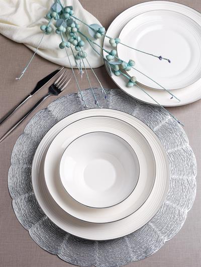 Royal Charme Valery Platin Yaldızlı 24 Parça Porselen Yemek Takımı