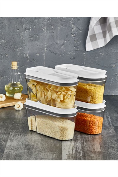 Vip Ahmet Lüks Erzak Saklama Kabı Şefaf Füme 4*2 Lt 4 Adet 2 Litre