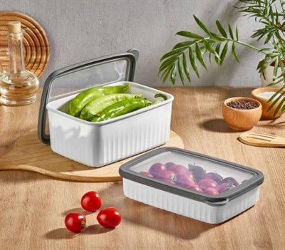 Vip Ahmet Vakumlu Saklama Kabı Dikdörtgen Derin Küçük 1X2, 7 Lt Sığ 2X1, 5 L Beyaz