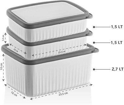 Vip Ahmet Vakumlu Saklama Kabı Dikdörtgen Derin Küçük 1X2, 7 Lt Sığ 2X1, 5 L Beyaz