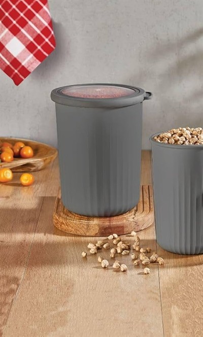 Vip Ahmet Vakumlu Saklama Kabı Silindir, Kumsal Gri 2, 10 Lt*4Lü