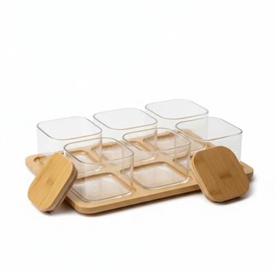 Wardy 7 Prc Bambu Tepsili Cam Kahvaltılık Seti
