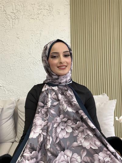 lina soft ipek çicekli -lila 