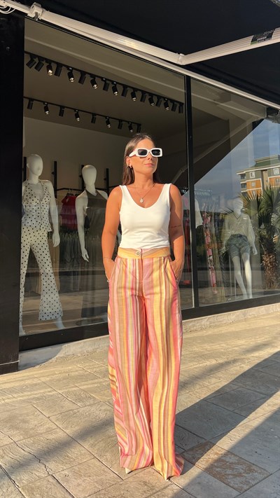 Renkli Çizgili Pantolon