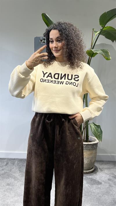 Sunday Yazılı Şardonlu Sweatshirt