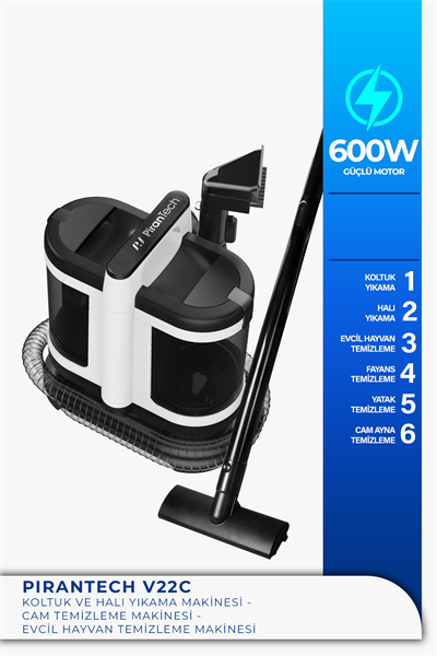 Pirantech V22c Koltuk Ve Halı Yıkama - Cam Temizleme - Evcil Hayvan Temizleme Makinesi
