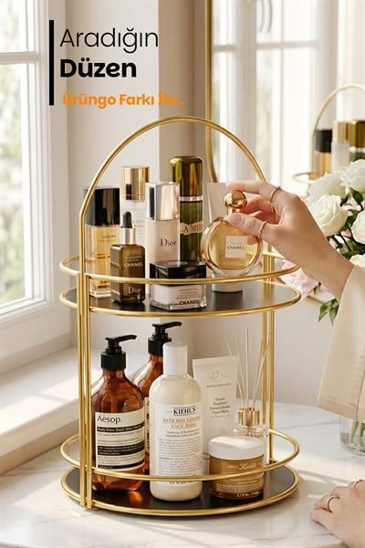 Ürüngo 2 Katlı Organizer Stand Kozmetik Takı Rafı 40 Cm