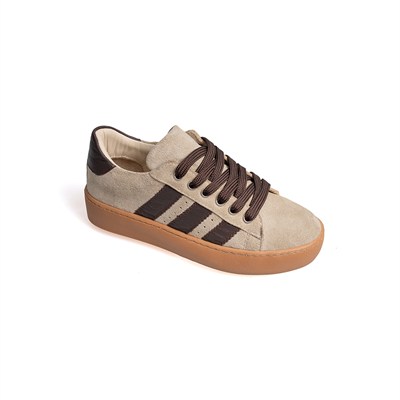 Tesla Clup  Unisex& Şerit Detaylı Hakiki Deri Sneakers Spor Ayakkabı