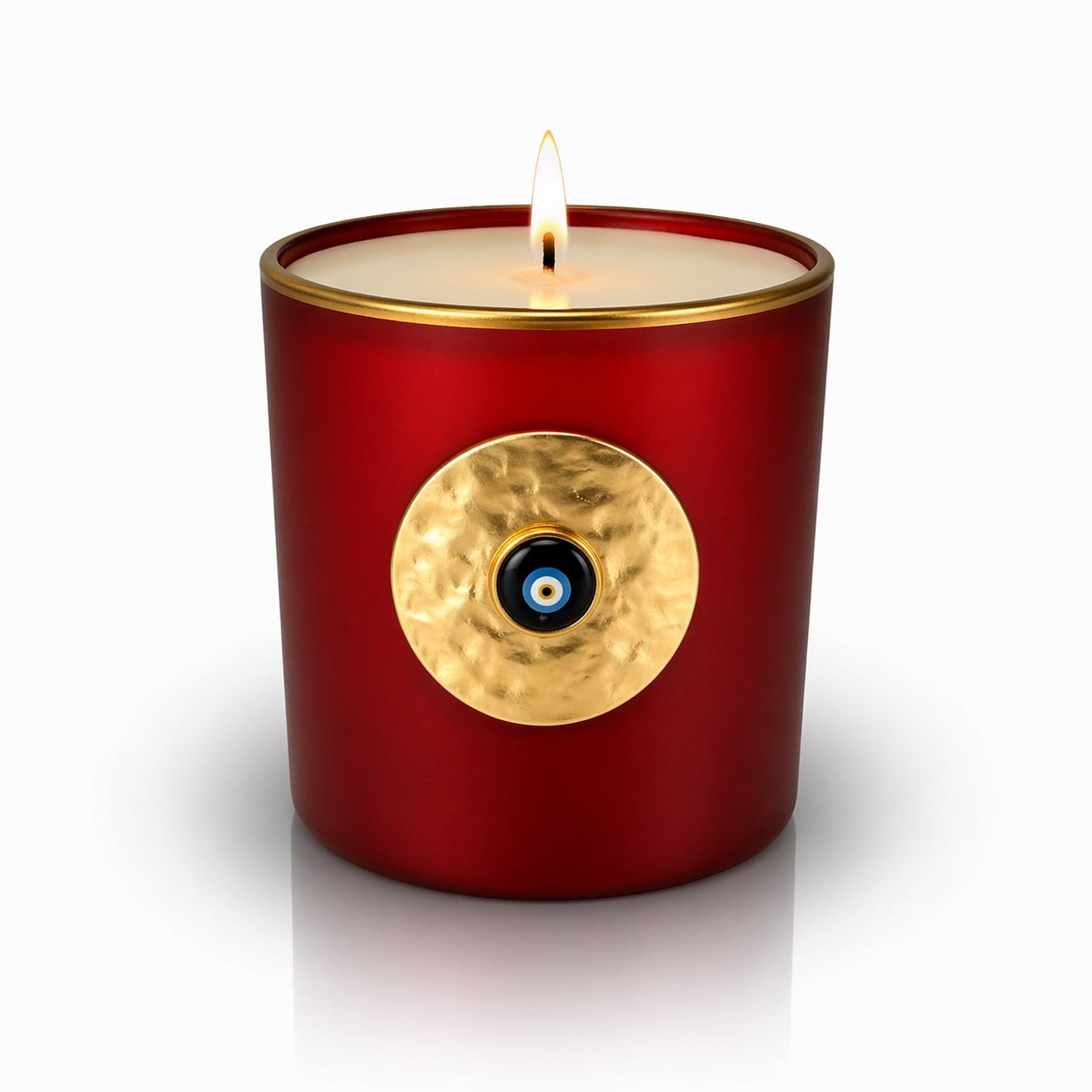 Hiref TasarımR: 8,5 cm x H: 9,5 cmHiref TasarımNazar Boncuklu Tarçın Kokulu Mercan Mum GOLD491Mum Koleksiyonu HIREFNazar Boncuklu Tarçın Kokulu Kırmızı Mum GOLD491