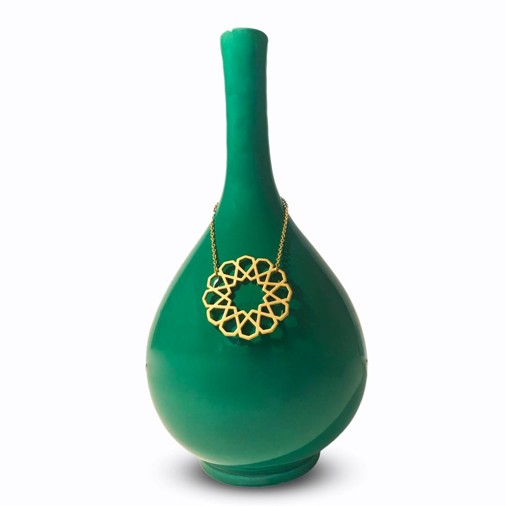 Çini İnce Boyunlu Yeşil Vazo 834