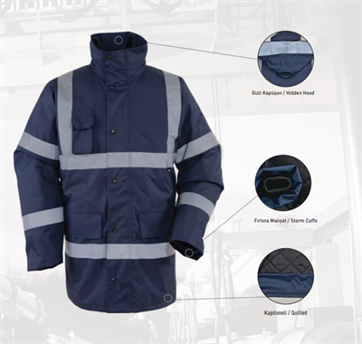 Vizwell VWJK01 Reflektörlü İçi Kapitoneli Parka