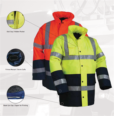 Vizwell VWJK01 Reflektörlü İçi Kapitoneli Parka