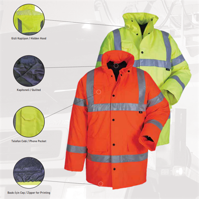 Vizwell VWJK01 Reflektörlü İçi Kapitoneli Parka
