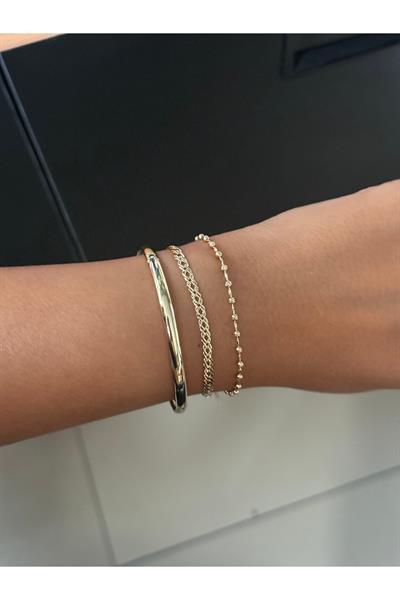 14K gold renk 3'lü set kelepçe,dorika ve klasik güzelliği