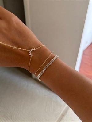14K gold renk altın kaplama geniş su yolu bileklik