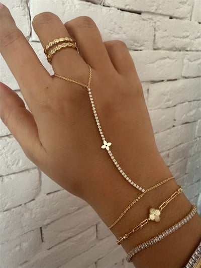 14K gold renk altın kaplama,su yolu yonca detaylı zarif şahmeran