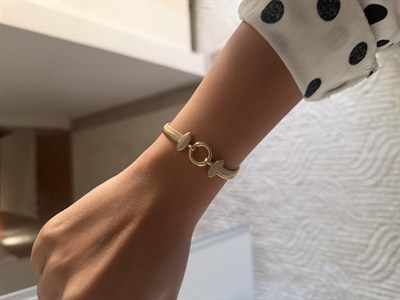 14K gold renk, kalın zincir özel tasarım zirkon taşlı şık bileklik