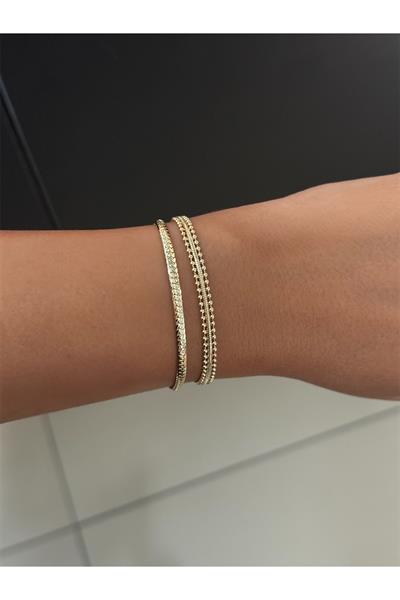14K gold renk süper tasarım 2'li bileklik