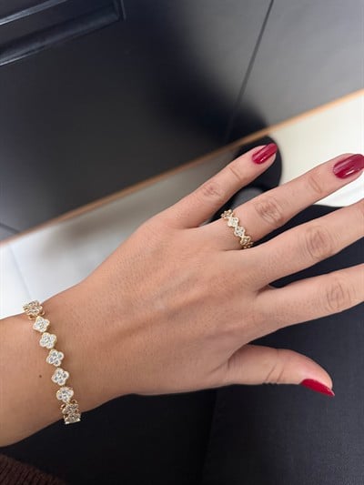 14K gold renk,altın kaplama VC model favori bileklik ve yüzük set