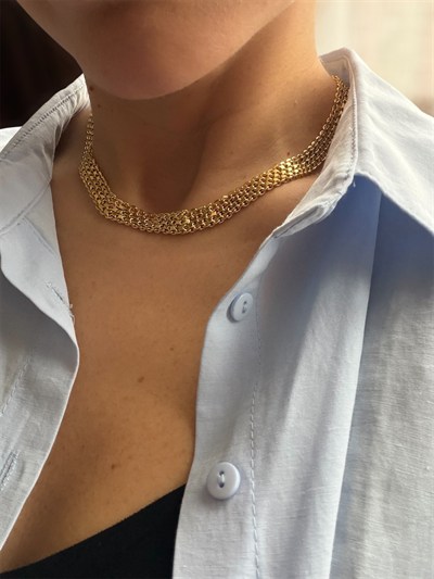 14K gold renk,hasır zincir tasarım kolye