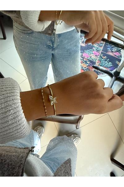 14K gold renk,kelebek bileklik ve topçuklu 2'li bileklik 🥰