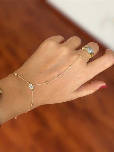 14K gold renk,mavi taş detaylı mevsiminde şahmeran 