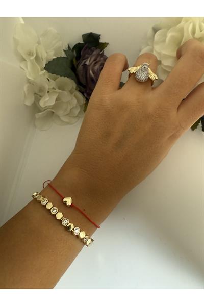 14K gold renk,premium,petek bileklik ve arı yüzük 🐝