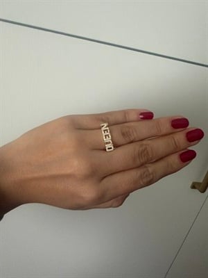 14K gold renk,Queen kadınlar için özel tasarım full taşlı ayarlanabilir yüzük
