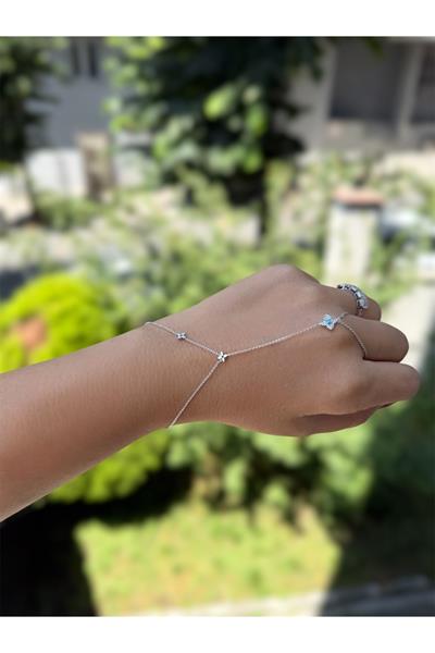 Gümüş yonca,taşlı çok zarif,şık yeni şahmeran