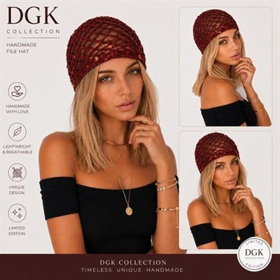LORİ-Şarap bordosu rengi bakır pul payetli handmade file saç aksesuarı