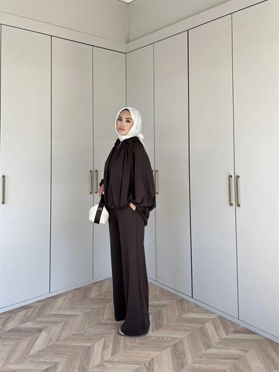 Ayşan Oversize Takım - Kahve