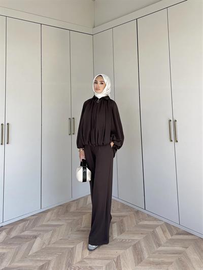 Ayşan Oversize Takım - Kahve