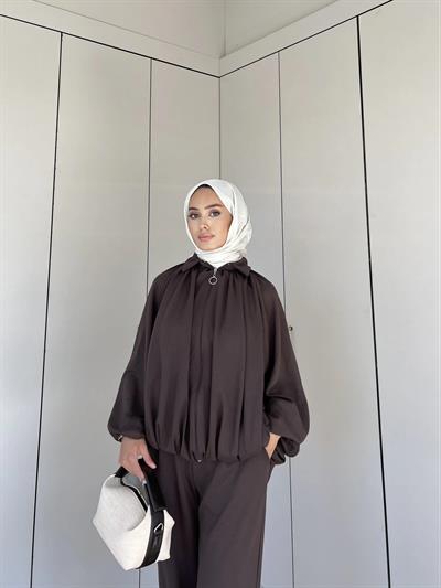 Ayşan Oversize Takım - Kahve