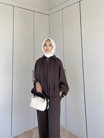 Ayşan Oversize Takım - Kahve