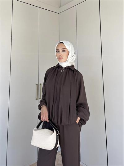 Ayşan Oversize Takım - Kahve