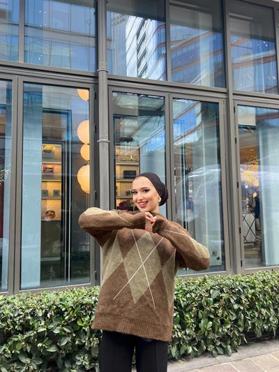 Balaklava Desen Kazak Kahve