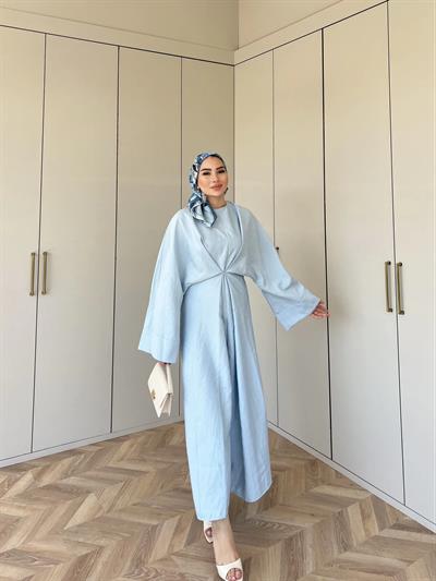 Berna Bağlamalı Elbise - Mavi