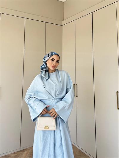 Berna Bağlamalı Elbise - Mavi