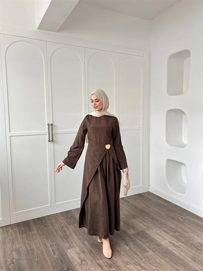 Carla Qupra Piliseli Elbise - Kahve