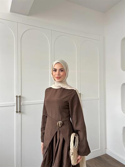 Carla Qupra Piliseli Elbise - Kahve